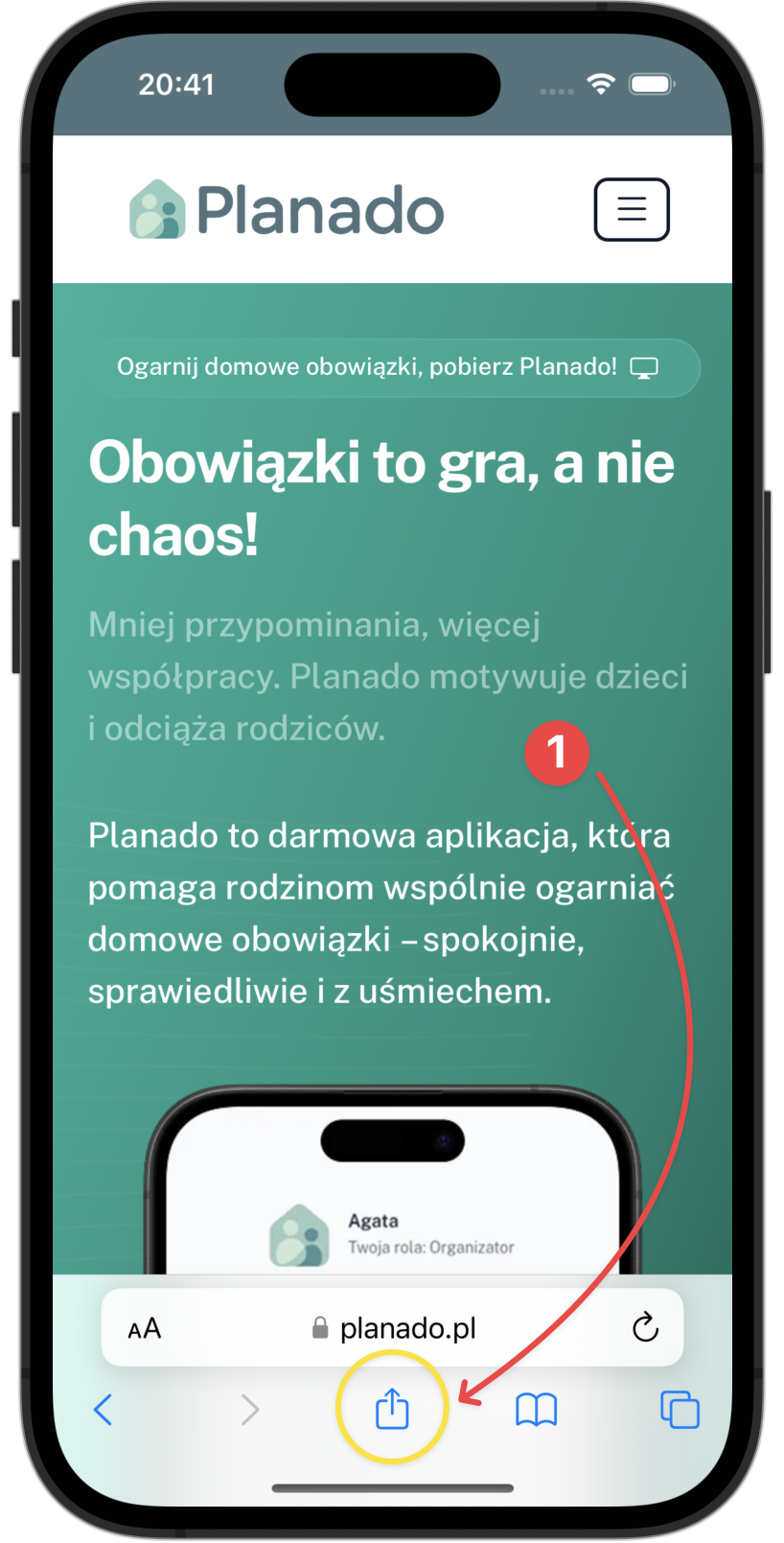 Instalacja Planado na iOS - krok 1