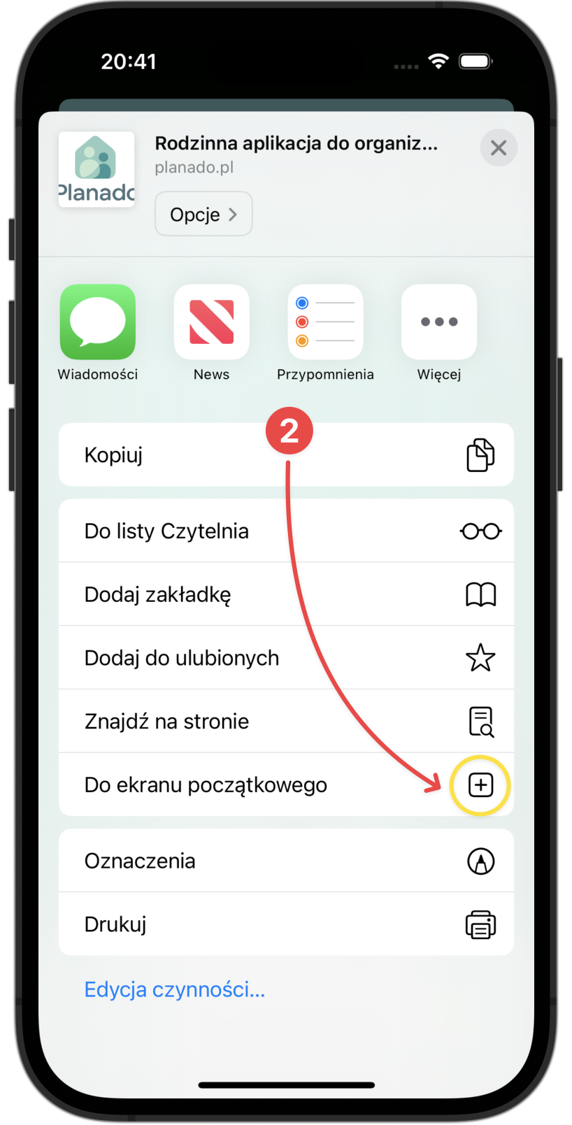 Instalacja Planado na iOS - krok 2