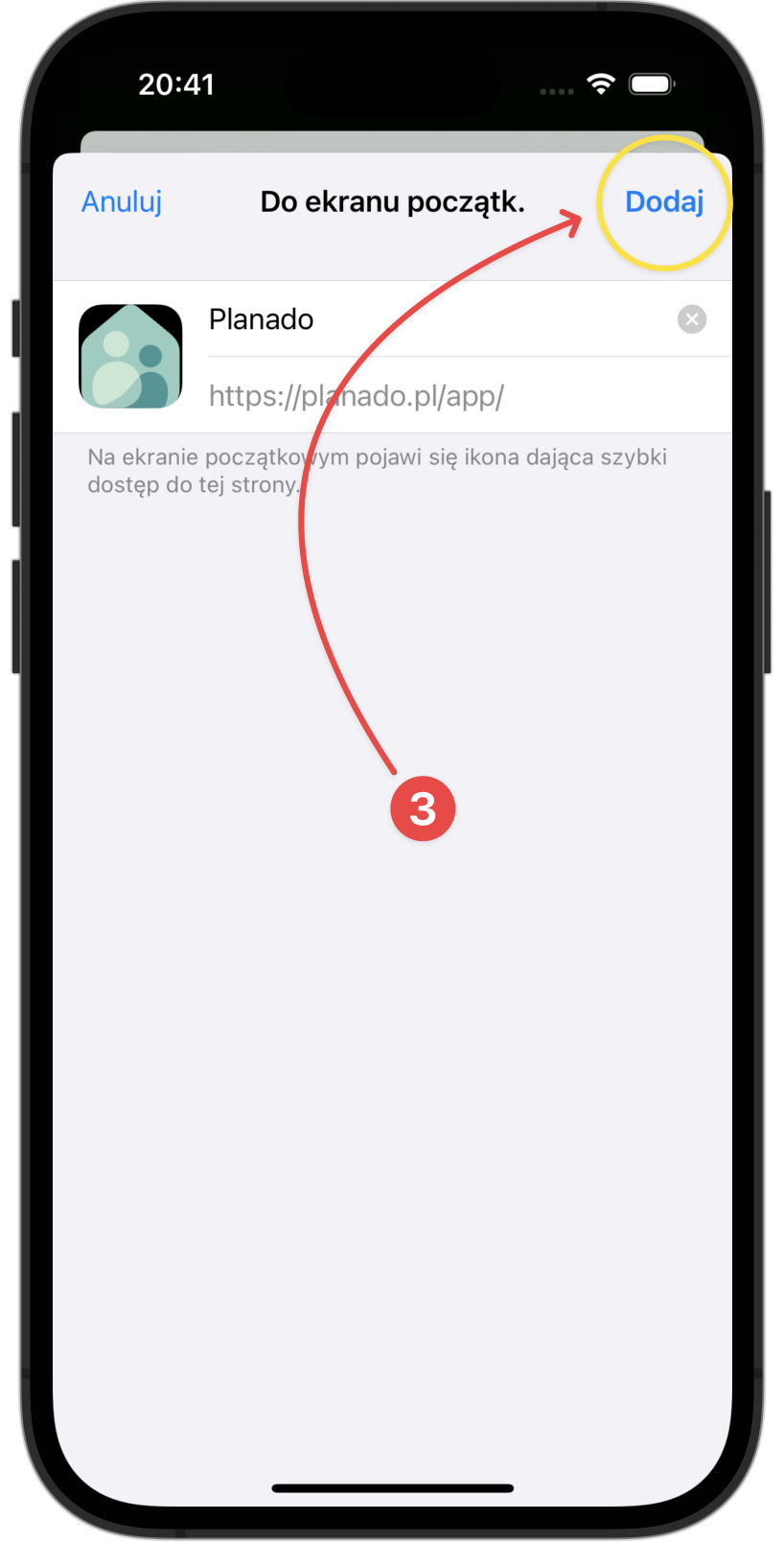 Instalacja Planado na iOS - krok 3