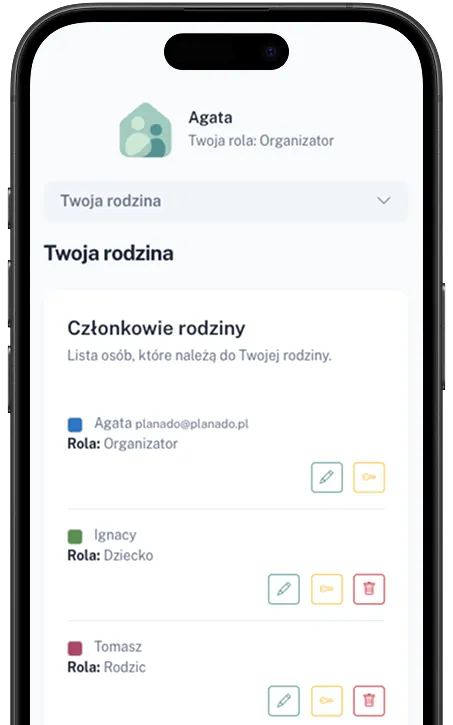 Aplikacja planado - rodzina